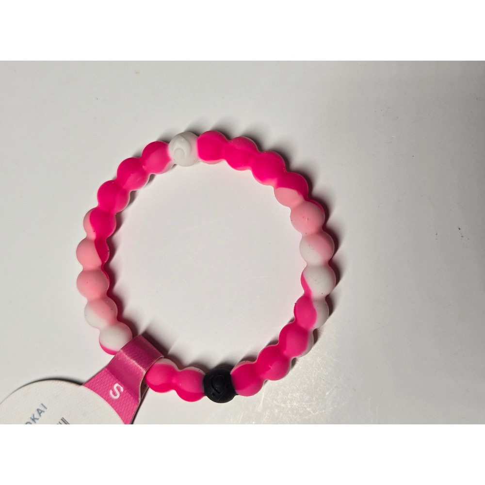Lokai Women Bracelet Pink White BCRF Breast Cancer Awareness Silicone Small S